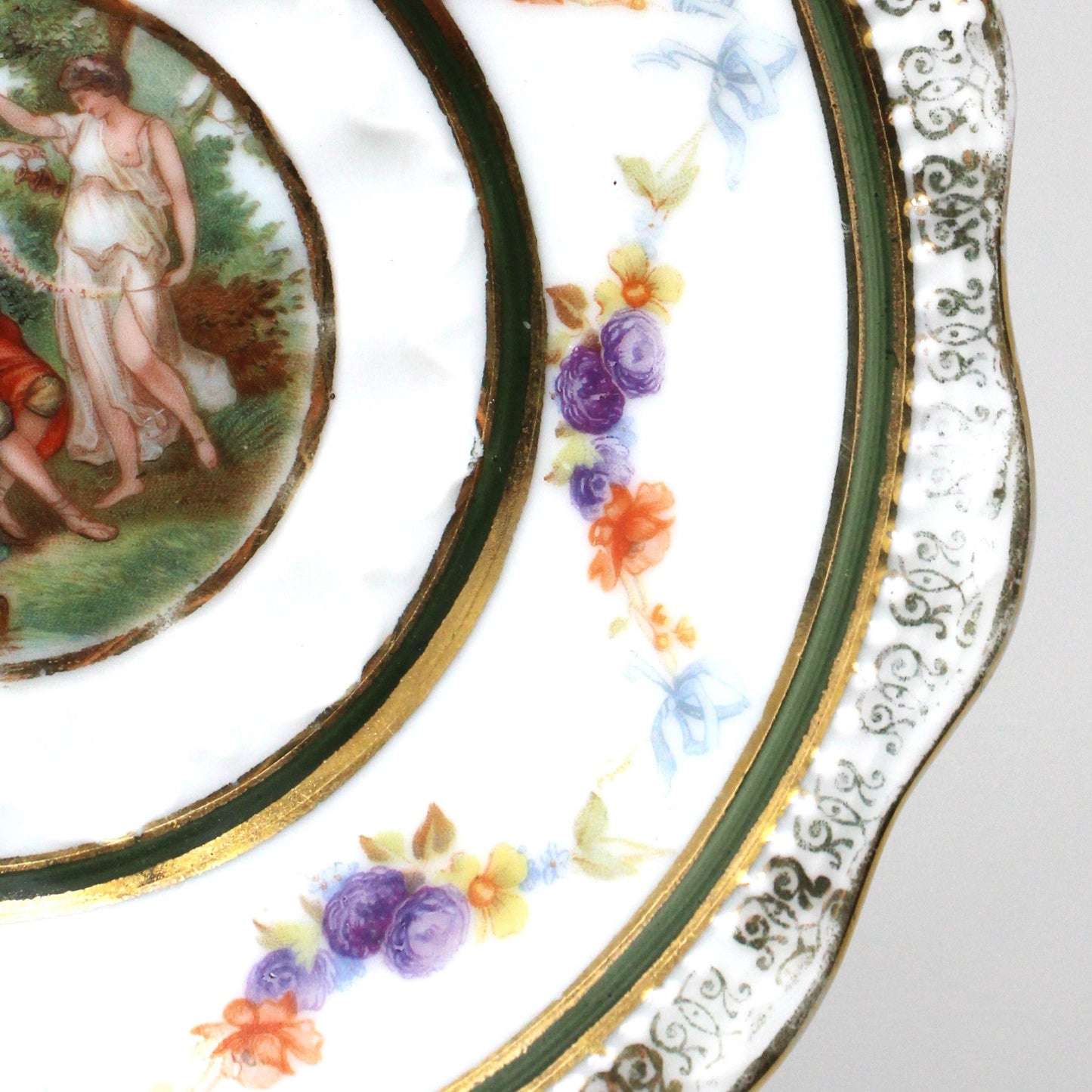 Saucers, Hermann Ohme, Silesia Germany, Louis XVI, Antique, Set of 2