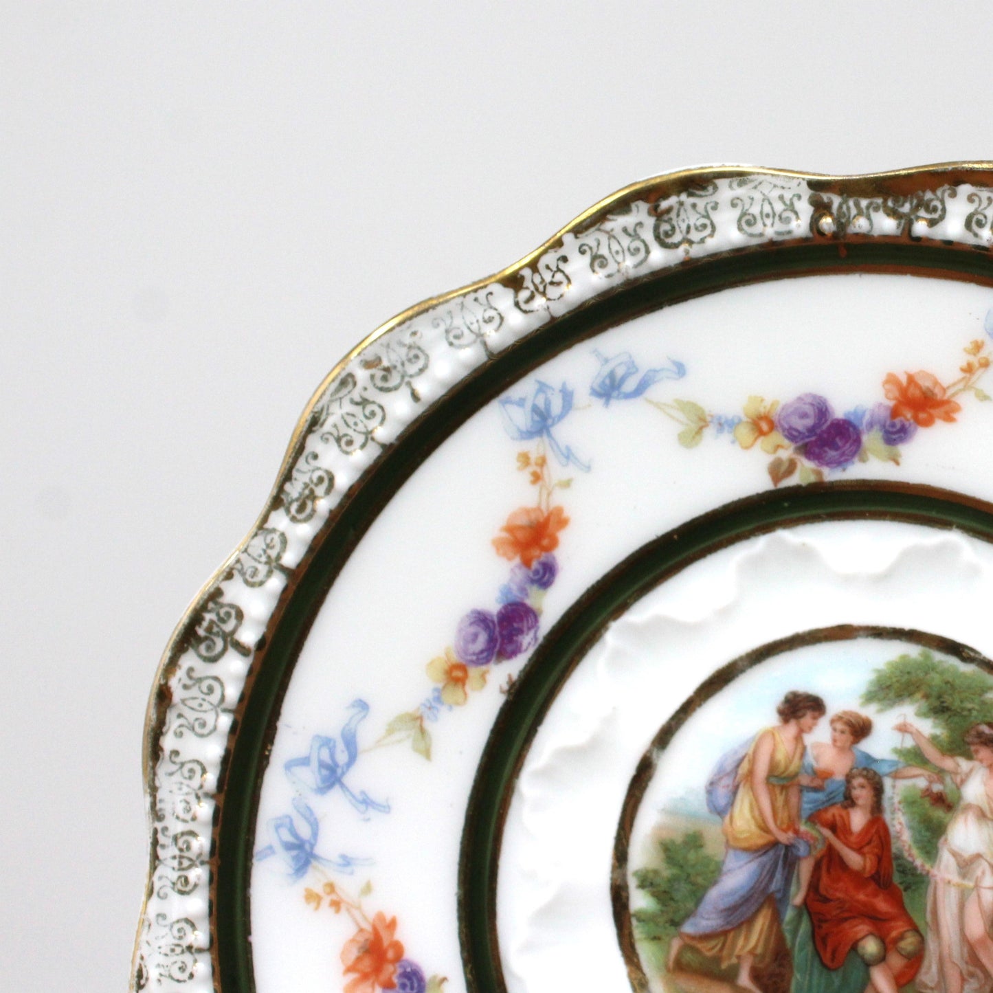 Saucers, Hermann Ohme, Silesia Germany, Louis XVI, Antique, Set of 2