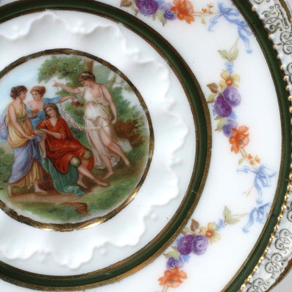 Saucers, Hermann Ohme, Silesia Germany, Louis XVI, Antique, Set of 2