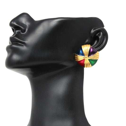 Earrings, Gay Boyer, Color Block Enamel Pinwheel Huggies