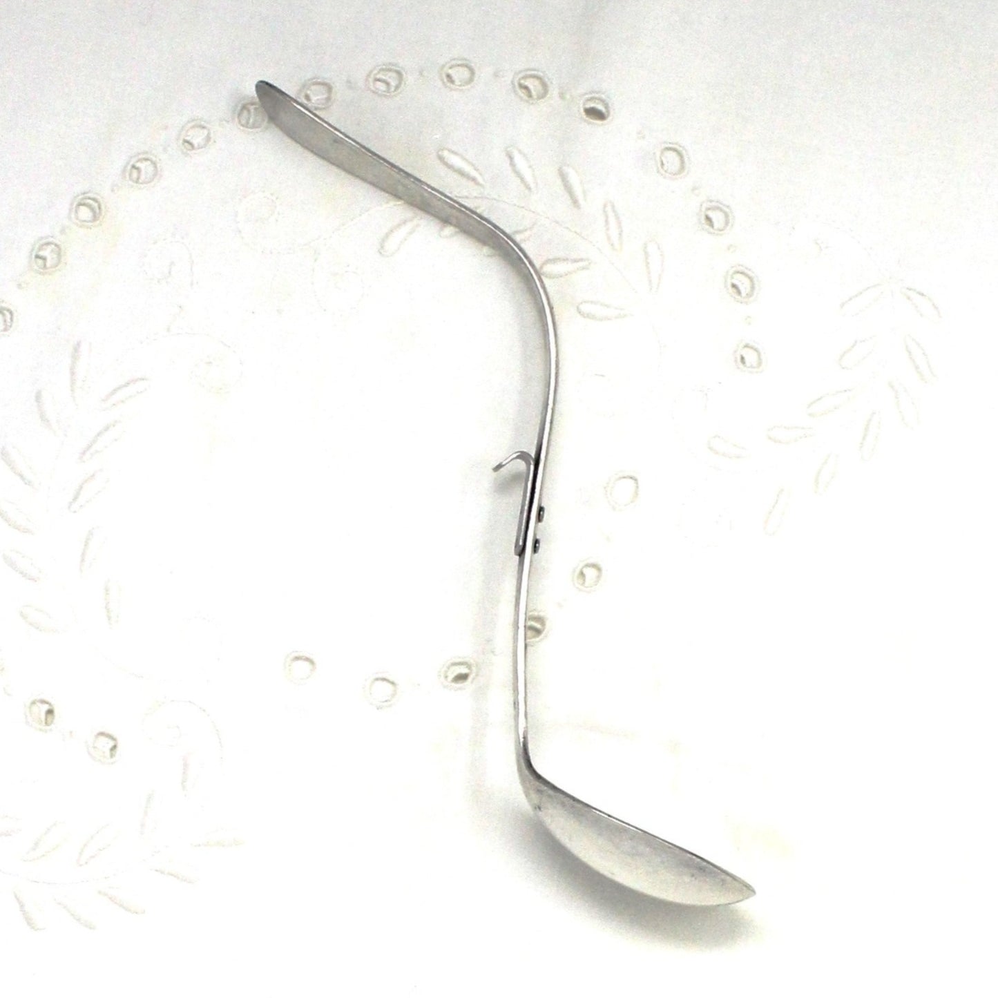 Serving Spoon, Mustard / Condiment Spoon, Curved with Hook, Silver Plate, Vintage