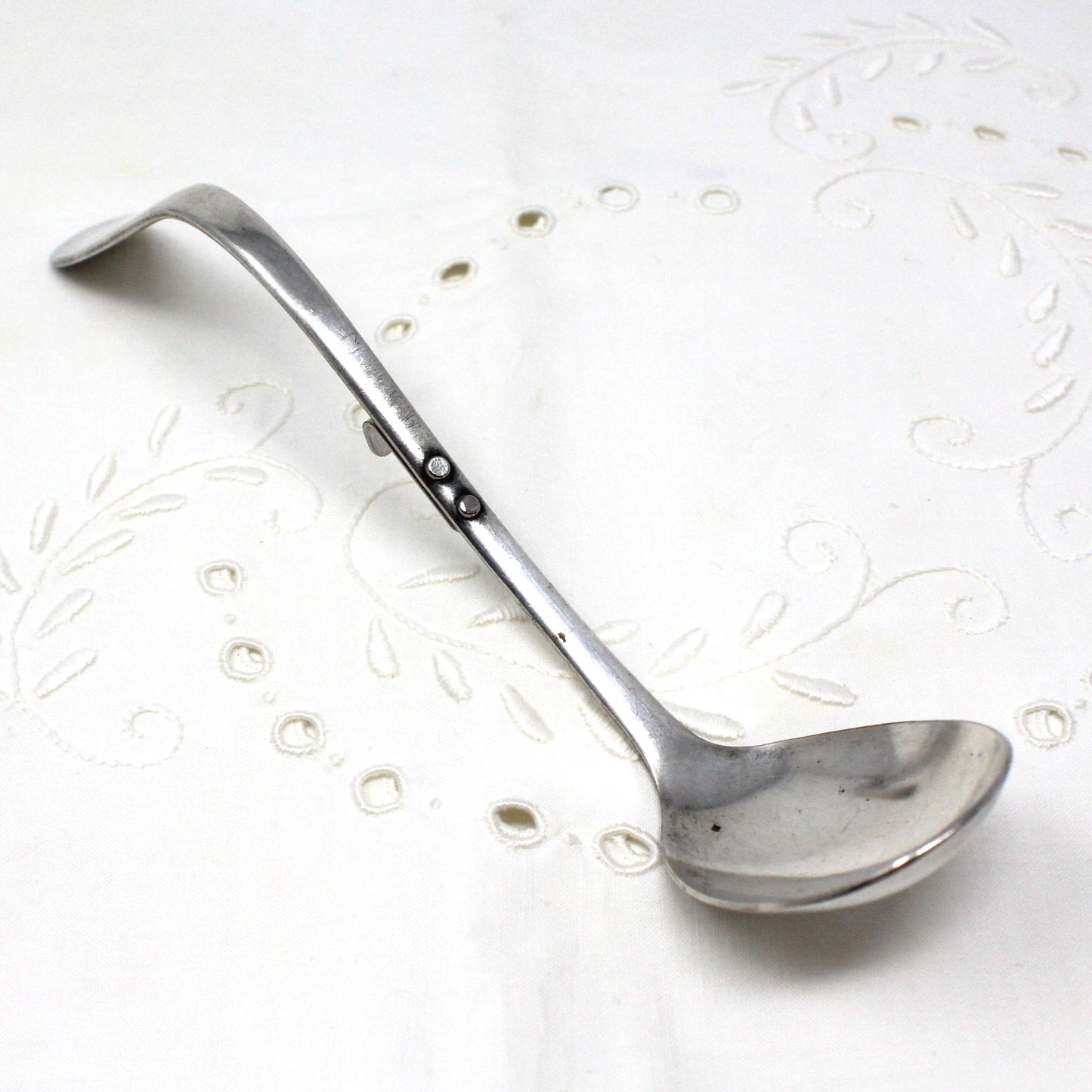 Serving Spoon, Mustard / Condiment Spoon, Curved with Hook, Silver Plate, Vintage
