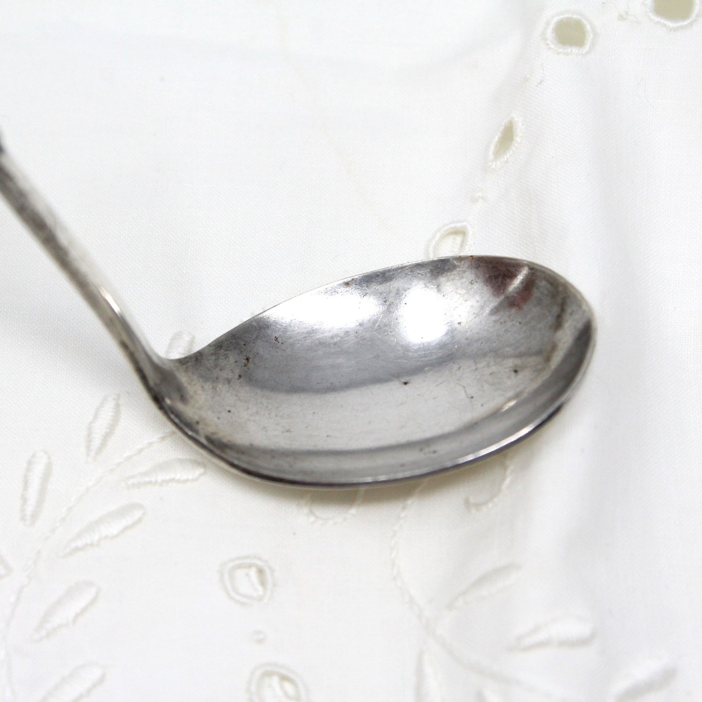 Serving Spoon, Mustard / Condiment Spoon, Curved with Hook, Silver Plate, Vintage