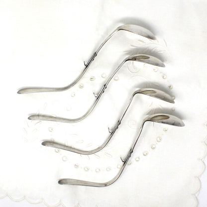 Serving Spoon, Mustard / Condiment Spoon, Curved with Hook, Silver Plate, Vintage