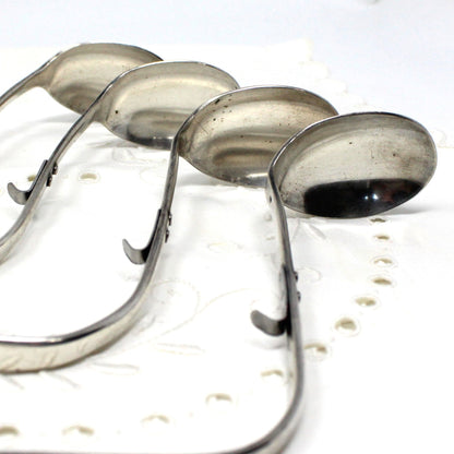 Serving Spoon, Mustard / Condiment Spoon, Curved with Hook, Silver Plate, Vintage