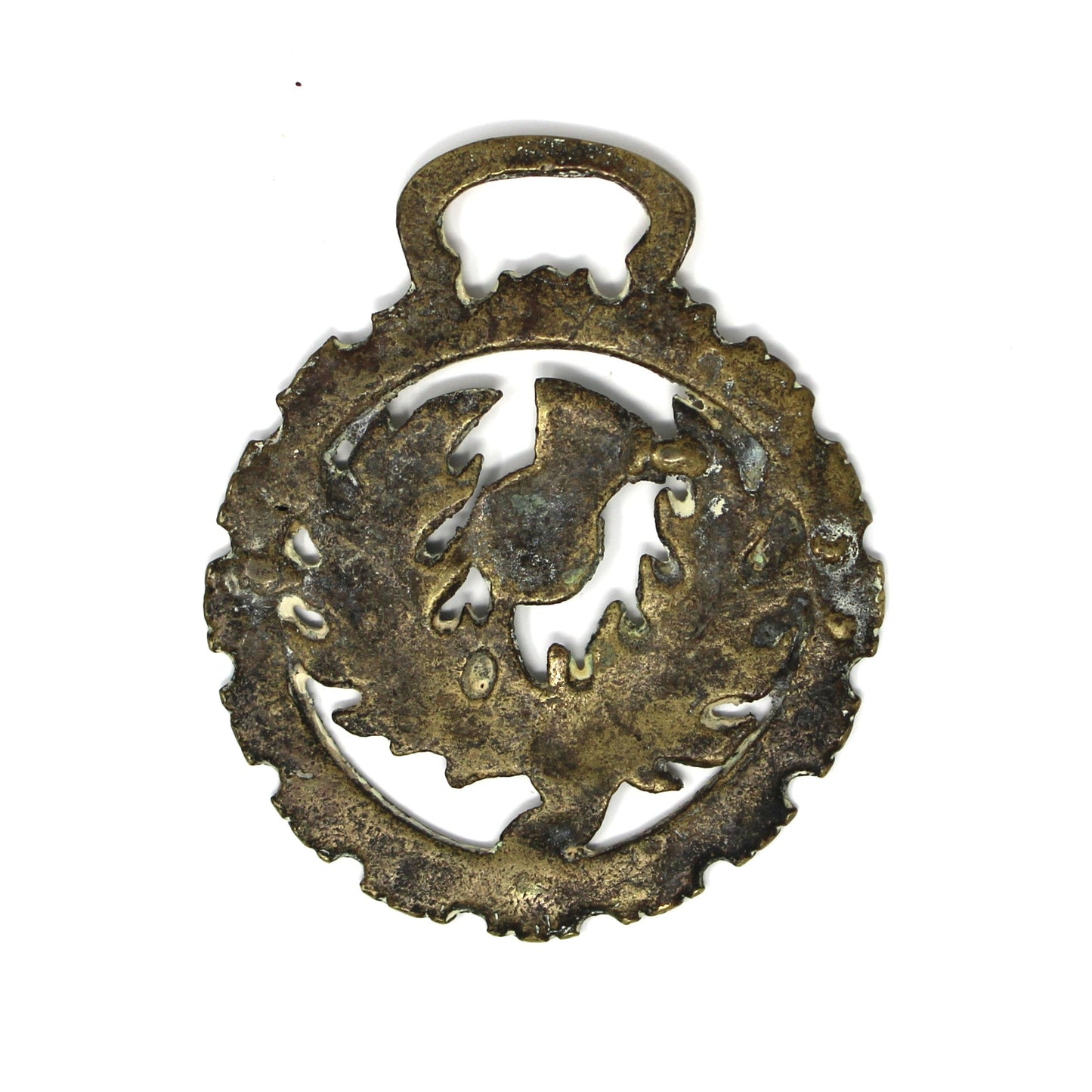 Horse Brass Bridle Medallion, Scottish Thistle National Emblem Design, Vintage Equestrian Décor, Scotland, 1920s–1940s
