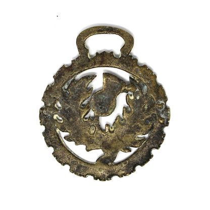 Horse Brass Bridle Medallion, Scottish Thistle National Emblem Design, Vintage Equestrian Décor, Scotland, 1920s–1940s