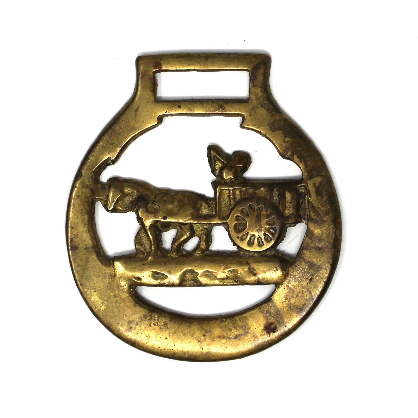Vintage Horse Brass Bridle Medallion, Horse Drawn Cart Design, Farmhouse Equestrian Décor, England, 1920s–1940s
