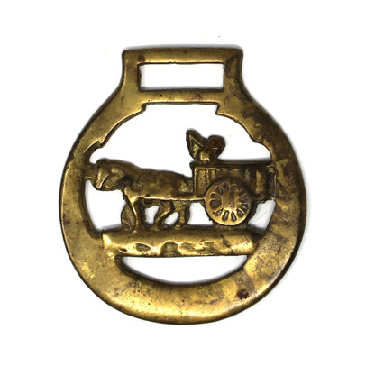 Vintage Horse Brass Bridle Medallion, Horse Drawn Cart Design, Farmhouse Equestrian Décor, England, 1920s–1940s