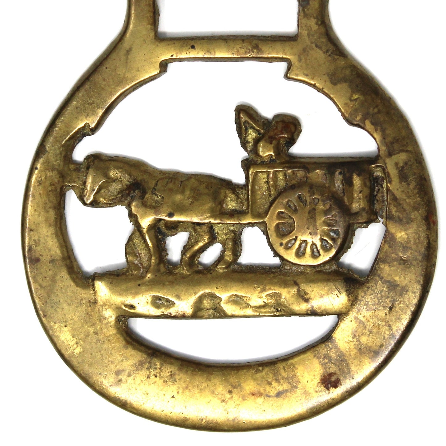 Horse Brass Bridle Medallion, Horse Drawn Cart Design, Farmhouse Equestrian Décor, England, 1920s–1940s