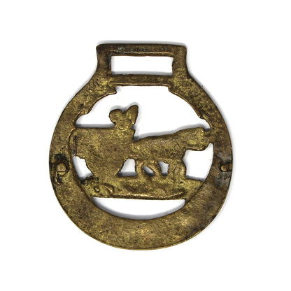 Horse Brass Bridle Medallion, Horse Drawn Cart Design, Farmhouse Equestrian Décor, England, 1920s–1940s