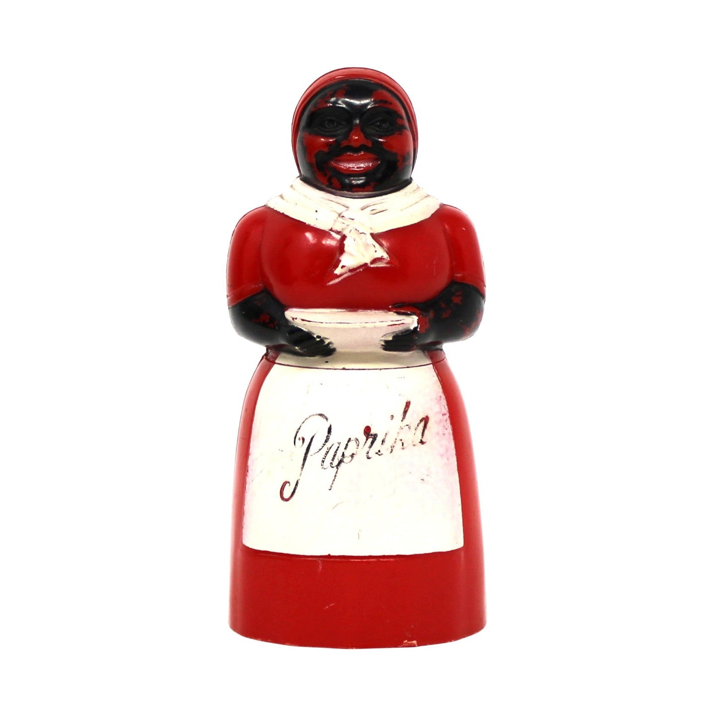 Vintage Aunt Jemima mPaprika Shaker, Black Americana Figural Plastic, F&F Mold & Die Works, USA