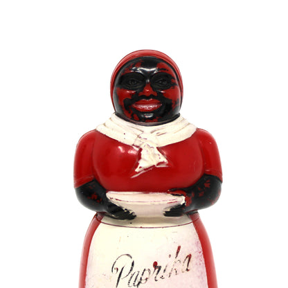 Paprika Shaker, Aunt Jemima Black Americana Figural Plastic, F&F Mold & Die Works, USA, Vintage 1949–1950s - No Shaker
