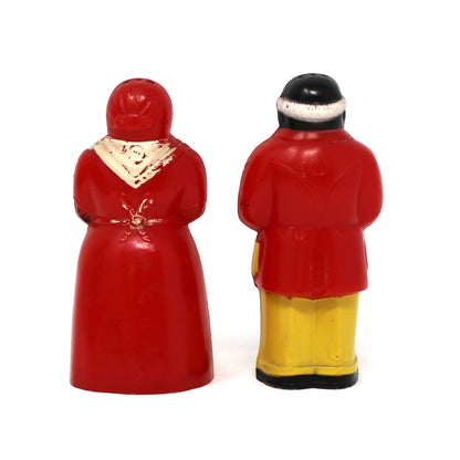 Salt and Pepper Shakers, Aunt Jemima & Uncle Mose, Black Americana Figural Plastic, F&F Mold & Die Works, USA, Vintage 1949–1950s