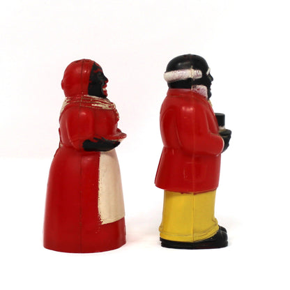 Salt and Pepper Shakers, Aunt Jemima & Uncle Mose, Black Americana Figural Plastic, F&F Mold & Die Works, USA, Vintage 1949–1950s