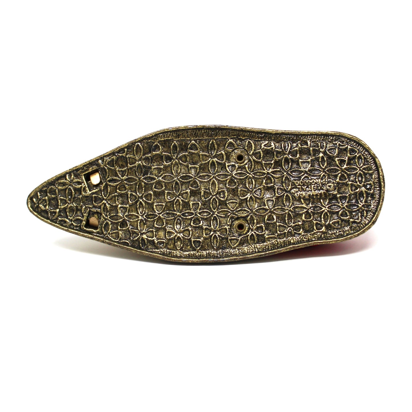 Pincushion, Jeweled Shoe Slipper, Red Velvet & Gold, Jameco Metal Products, USA, Vintage 1960s