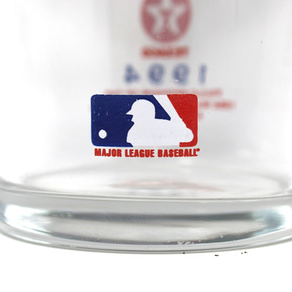 A close up of 1994 MLB logo printed on All Star Games beer glass featuring the Atlanta Braves. 