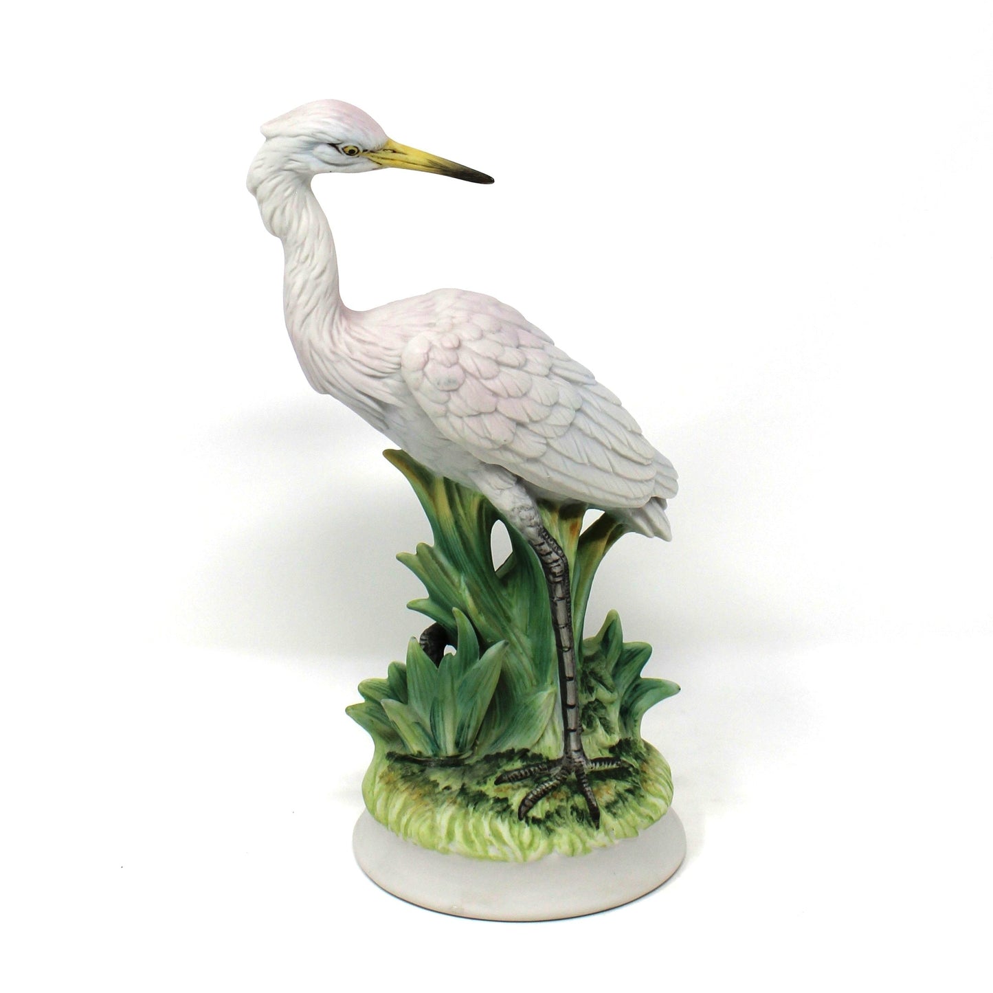 Vintage figurine of a white heron in bisque porcelain by Angeline Originals, Japan