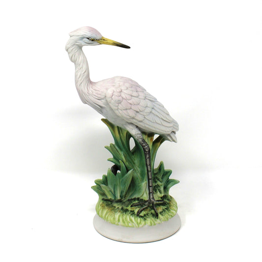 Vintage figurine of a white heron in bisque porcelain by Angeline Originals, Japan