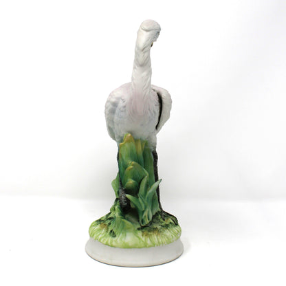 Figurine, White Heron Bird, Hand Painted Bisque Porcelain, Angeline Originals, Made in Japan, 1970s