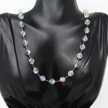 Necklace, Clear Faceted Aurora Borealis Beads, Rivière Style Necklace, Vintage