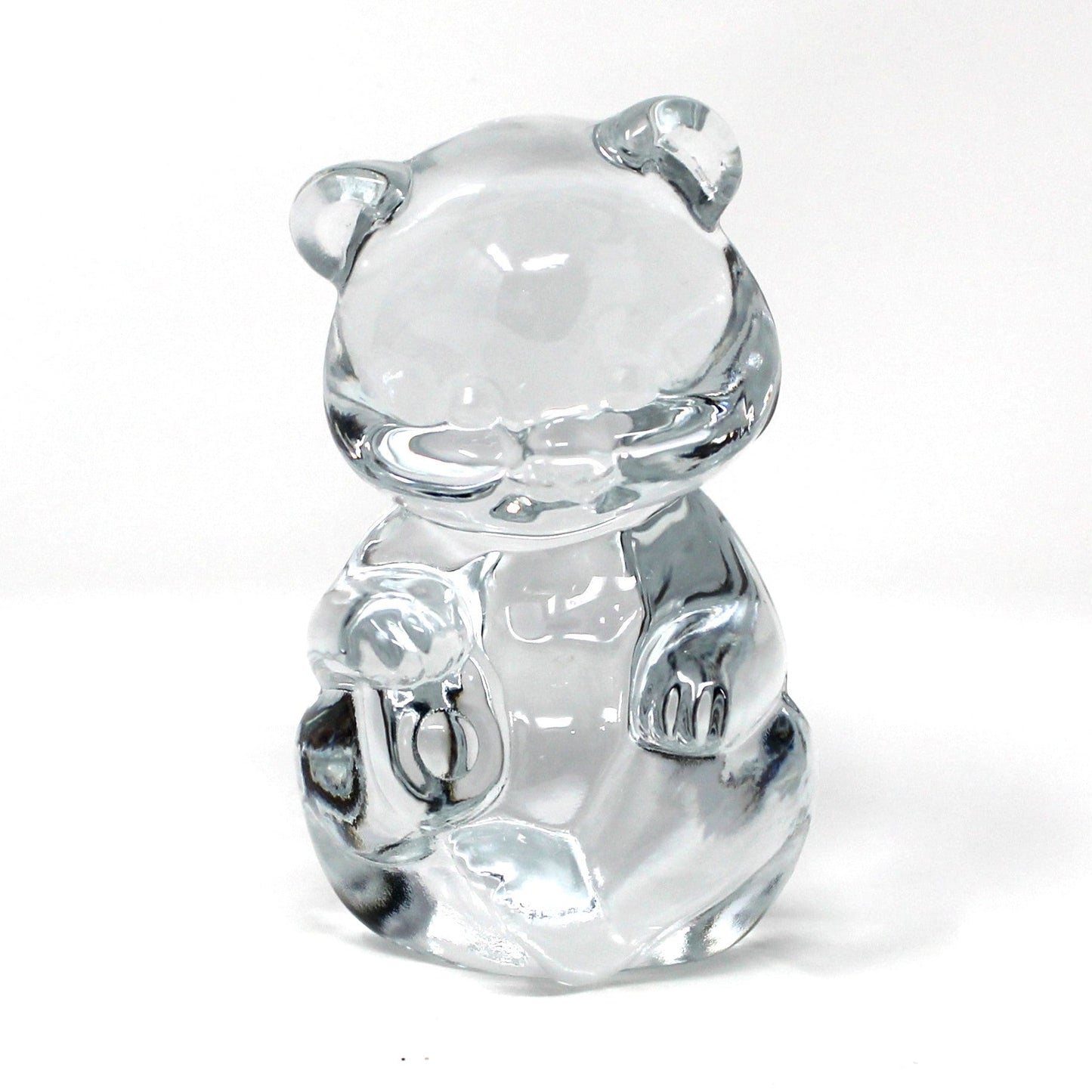 Figurine, Art Glass, Fenton Teddy Bear, Blown Crystal Paperweight, Vintage 1990s