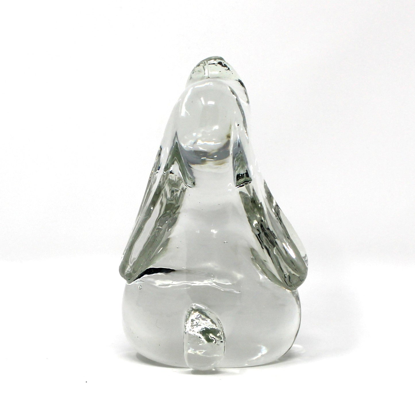 Figurine, Art Glass, Beagle Hound Dog, Droopy Ears, Blown Crystal Paperweight, Vintage 1970s
