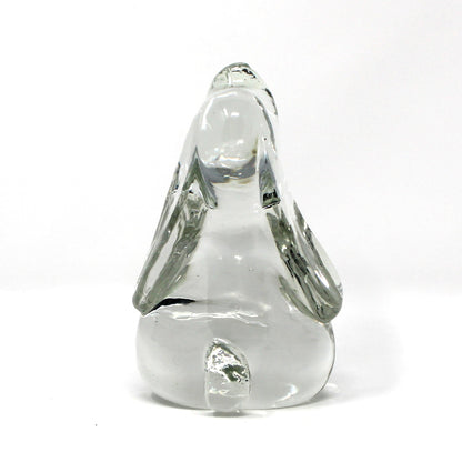 Figurine, Art Glass, Beagle Hound Dog, Droopy Ears, Blown Crystal Paperweight, Vintage 1970s
