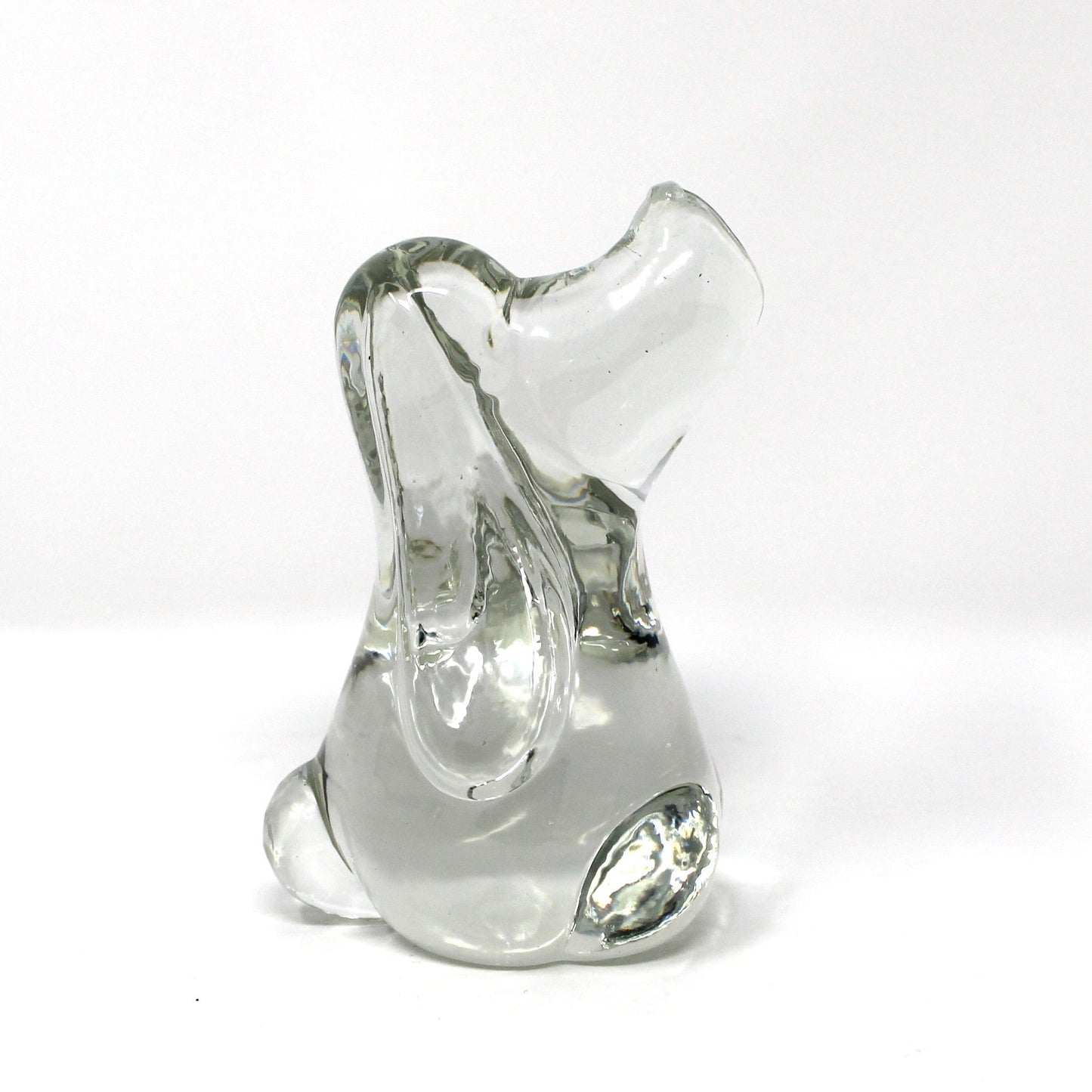 Figurine, Art Glass, Beagle Hound Dog, Droopy Ears, Blown Crystal Paperweight, Vintage 1970s
