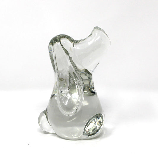 Figurine, Art Glass, Beagle Hound Dog, Droopy Ears, Blown Crystal Paperweight, Vintage 1970s