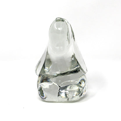 Figurine, Art Glass, Beagle Hound Dog, Droopy Ears, Blown Crystal Paperweight, Vintage 1970s