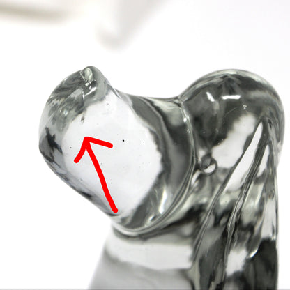 Figurine, Art Glass, Beagle Hound Dog, Droopy Ears, Blown Crystal Paperweight, Vintage 1970s