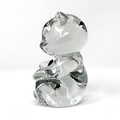 Figurine, Art Glass, Fenton Birthday Bear, May Birthstone Green Heart, Blown Crystal Paperweight, Vintage 1990s