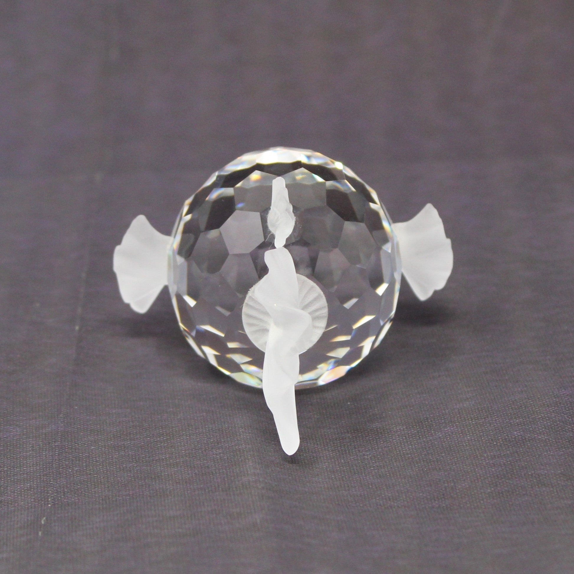 Back view of Swarovski crystal faceted glass fish.