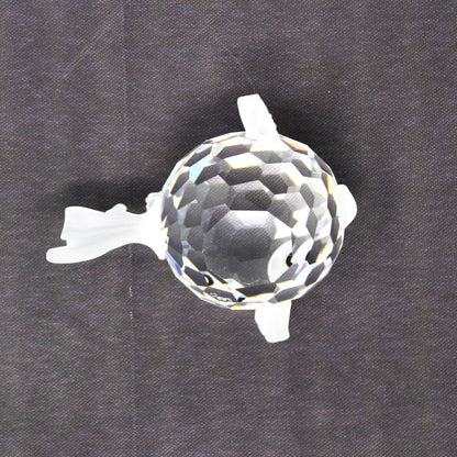 Bottom view of medium Swarovski crystal faceted puffer fish