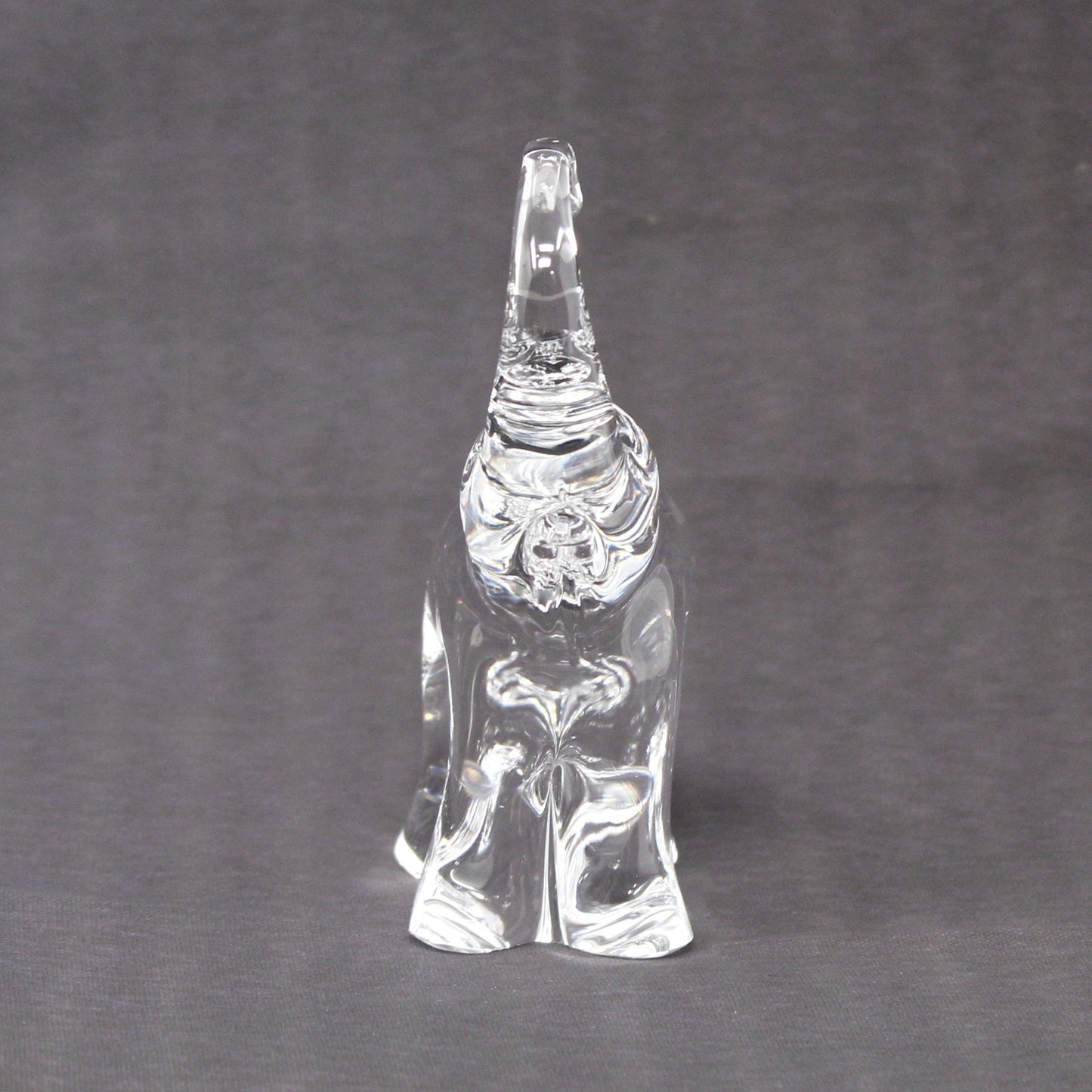 Front view of vintage Wilkerson Glass elephant figurine.  