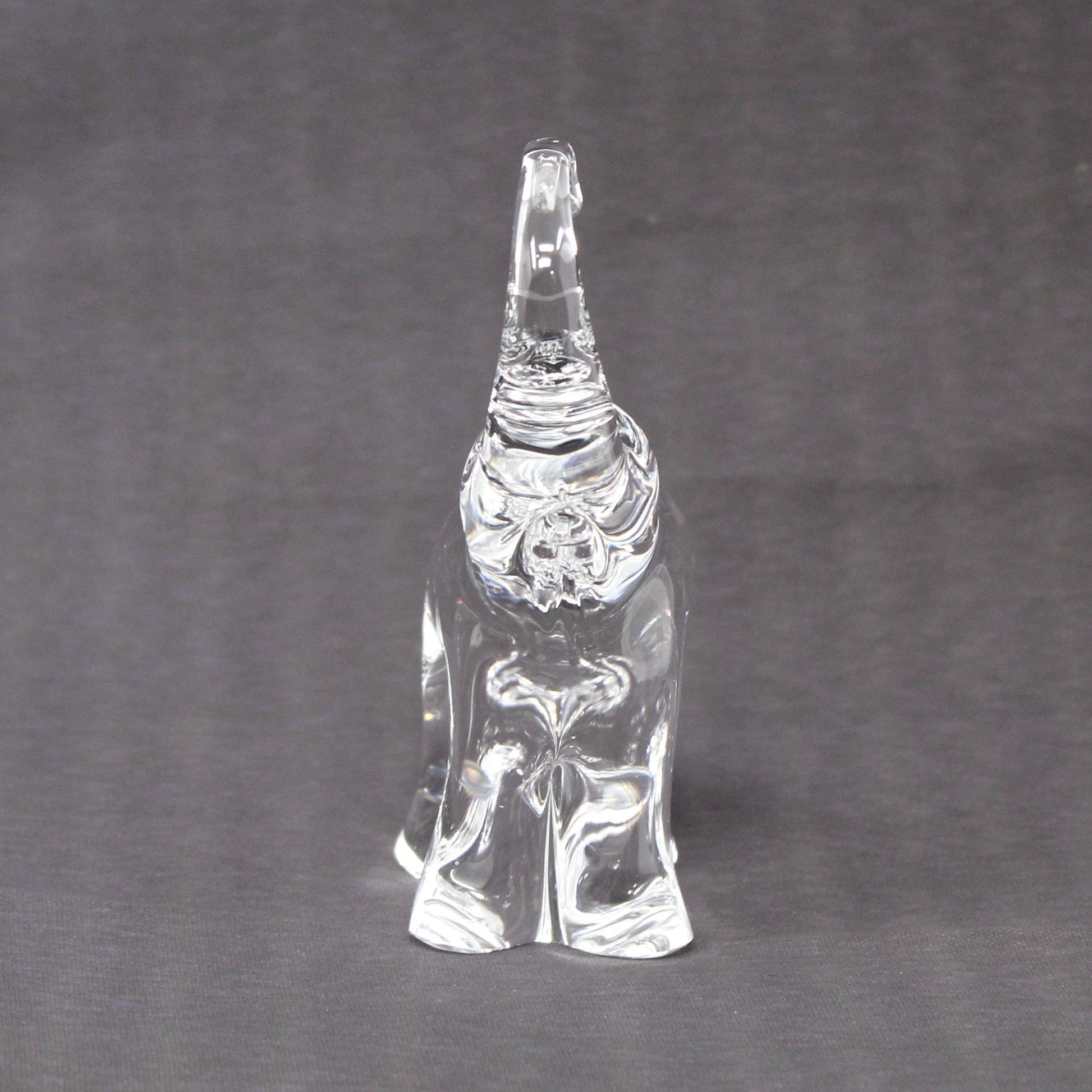 Front view of vintage Wilkerson Glass elephant figurine.  