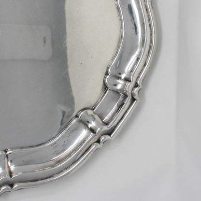 Tray, Poole Silver Co., Round Silverplate, Chippendale #1043, Hollowware, 16.25", 1950s
