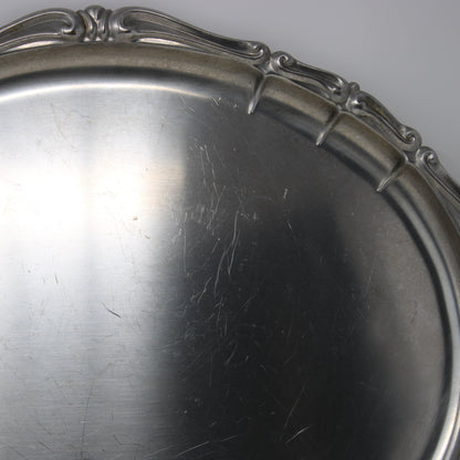 Tray, Large Italian Serving Tray with Built-In Handles, Stainless Steel Holloware, 19" INOXBECK, Vintage