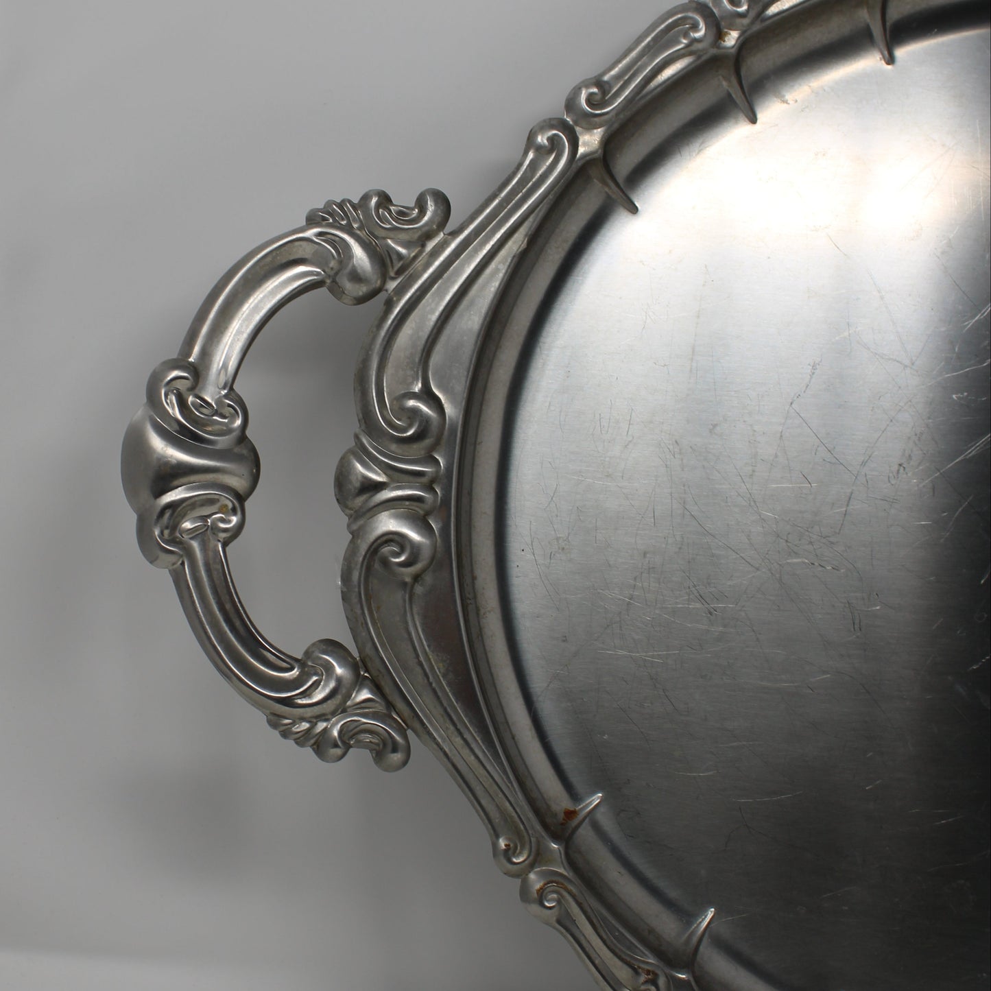 Tray, Large Italian Serving Tray with Built-In Handles, Stainless Steel Holloware, 19" INOXBECK, Vintage