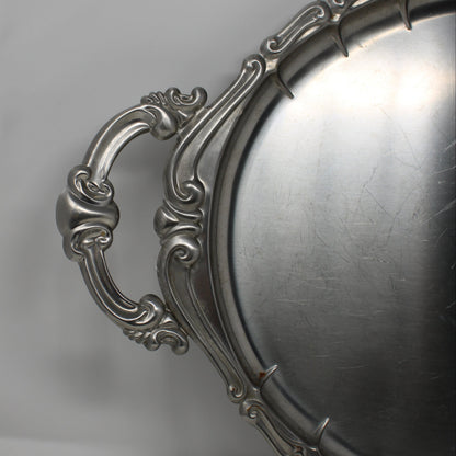 Tray, Large Italian Serving Tray with Built-In Handles, Stainless Steel Holloware, 19" INOXBECK, Vintage