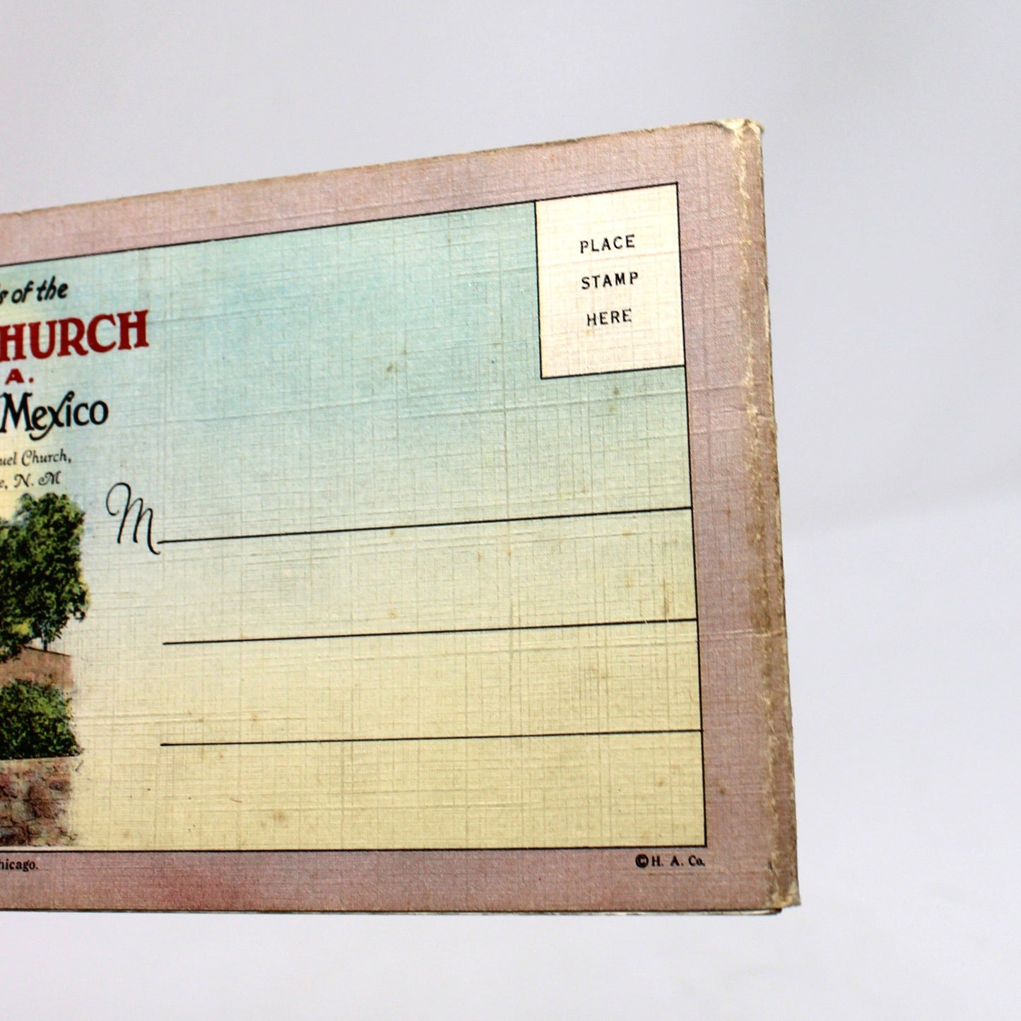Oldest Church in the USA Postcard Book, Santa Fe, NM, Vintage 1930s Unused Linen Souvenir, 10 Cards