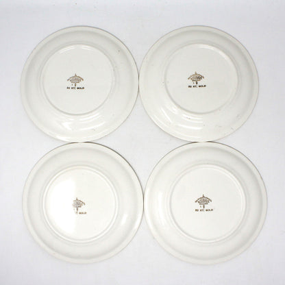 Dessert / Salad Plates, Harker Pottery, Victorian Courting Couple Fragonard, Filigree, Set of 4, Vintage