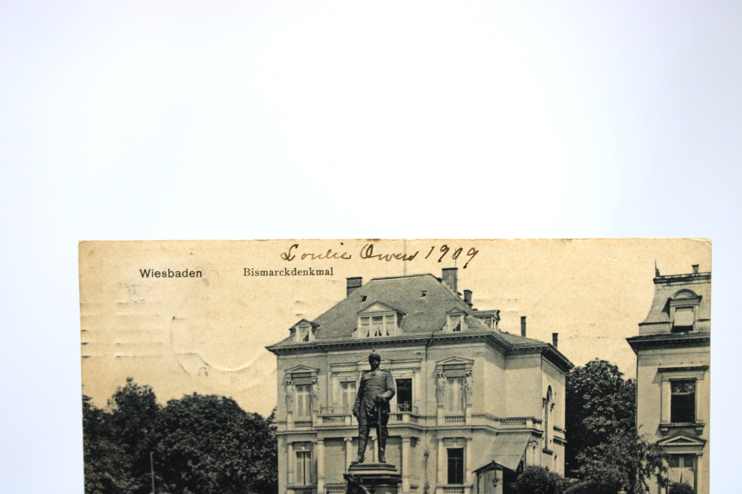 Wiesbaden Bismarck Monument Postcard, Antique German Real Photo, 1909