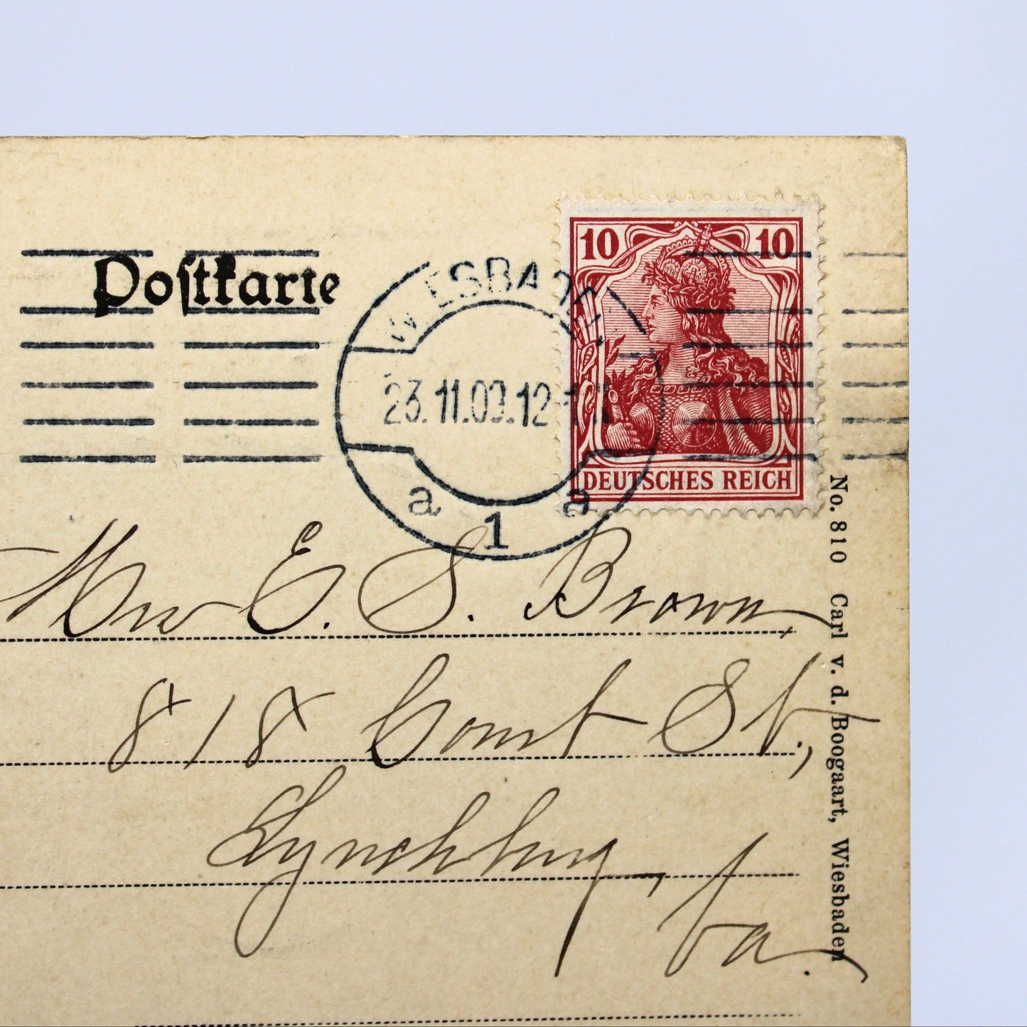 Wiesbaden Bismarck Monument Postcard, Antique German Real Photo, 1909