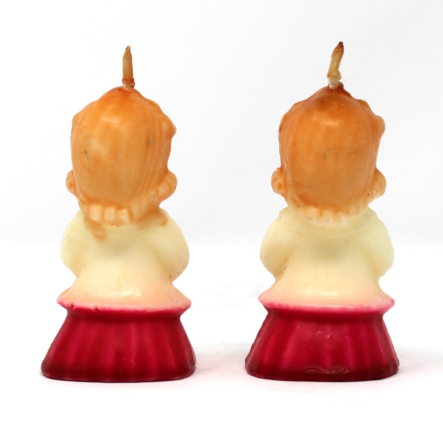 Candle, Gurley Novelty, Choir Caroler Girl, Red & White, Paraffin Wax, Buffalo NY, Vintage 1950s