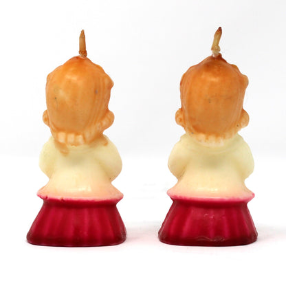 Candle, Gurley Novelty, Choir Caroler Girl, Red & White, Paraffin Wax, Buffalo NY, Vintage 1950s