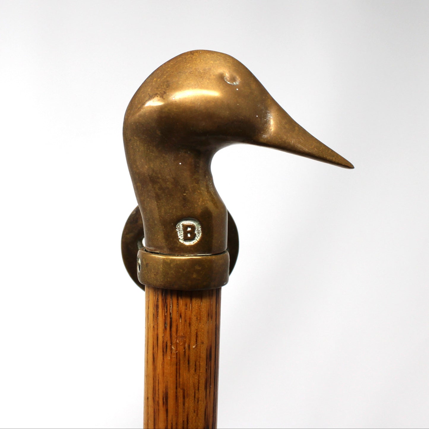 Door Pulls, Vintage 1970s, Carved Wood & Brass Duck Head Design, Set of 2