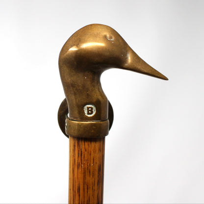 Door Pulls, Vintage 1970s, Carved Wood & Brass Duck Head Design, Set of 2