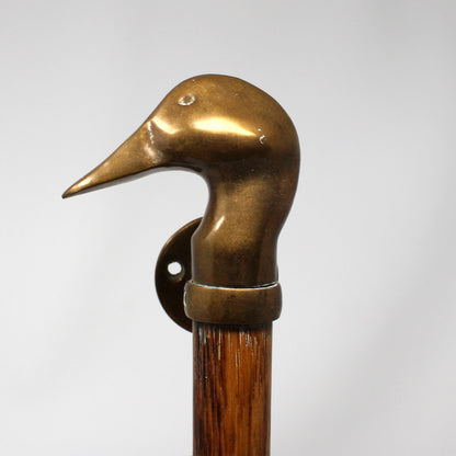 Door Pulls, Vintage 1970s, Carved Wood & Brass Duck Head Design, Set of 2